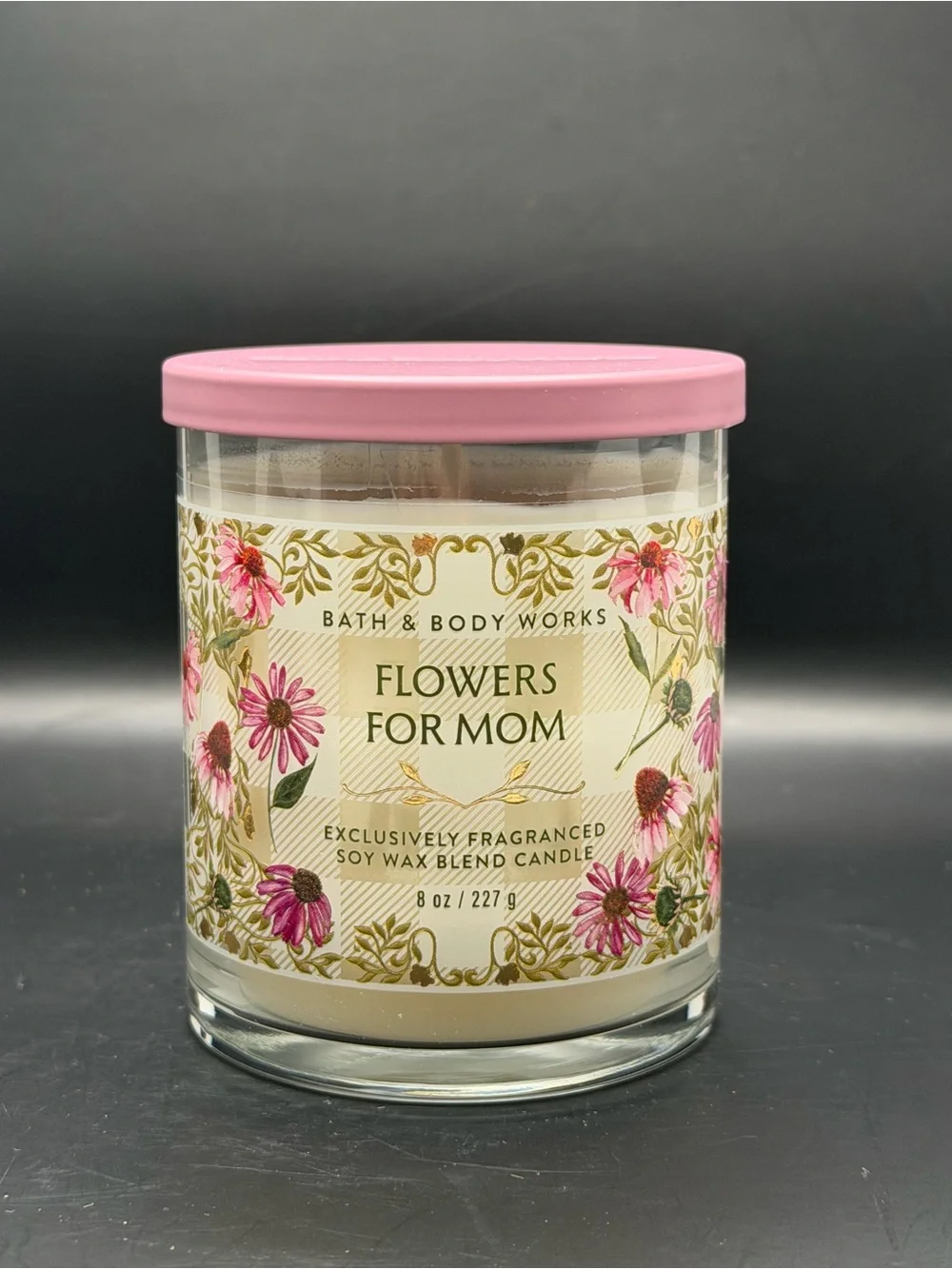 Bath & Body Works Flowers for Mom Single-Wick Soy Wax 8OZ  Candle - Pink